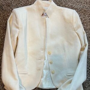 Talls by Robert vintage 100% wool women's cream color blazer jacket size 9/10
